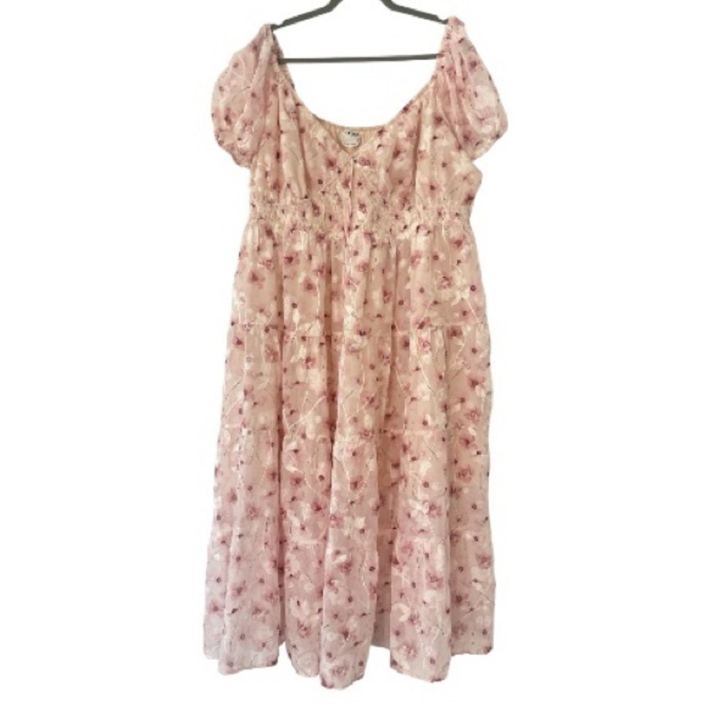 Arula NWT Claire Peasant Cottagecore Tiered Floral Midi Maxi Dress 3X